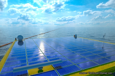 Panel surya sebagai pemasok daya utama perangkat The Ocean Cleanup